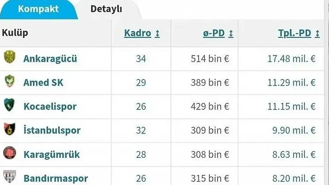 Amedspor TFF 1. Lig'de en yüksek piyasa değerine sahip 2. kulüp oldu