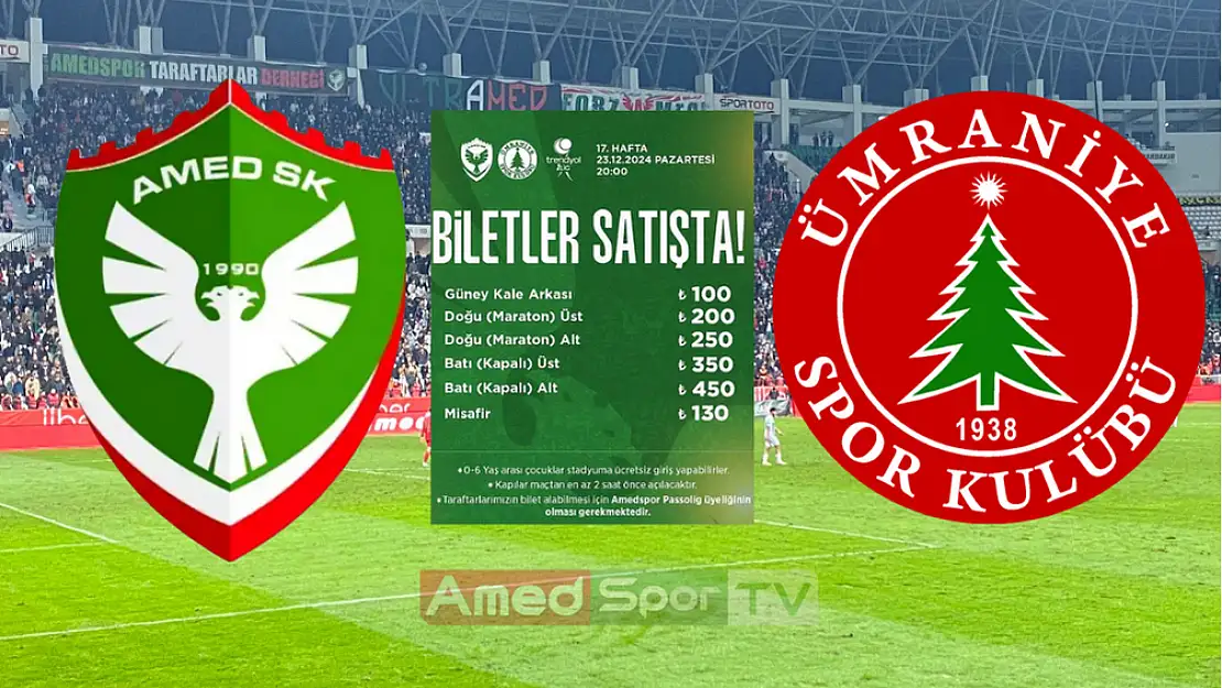 Amedspor Ümraniyespor maçı bilet fiyatları belli oldu!