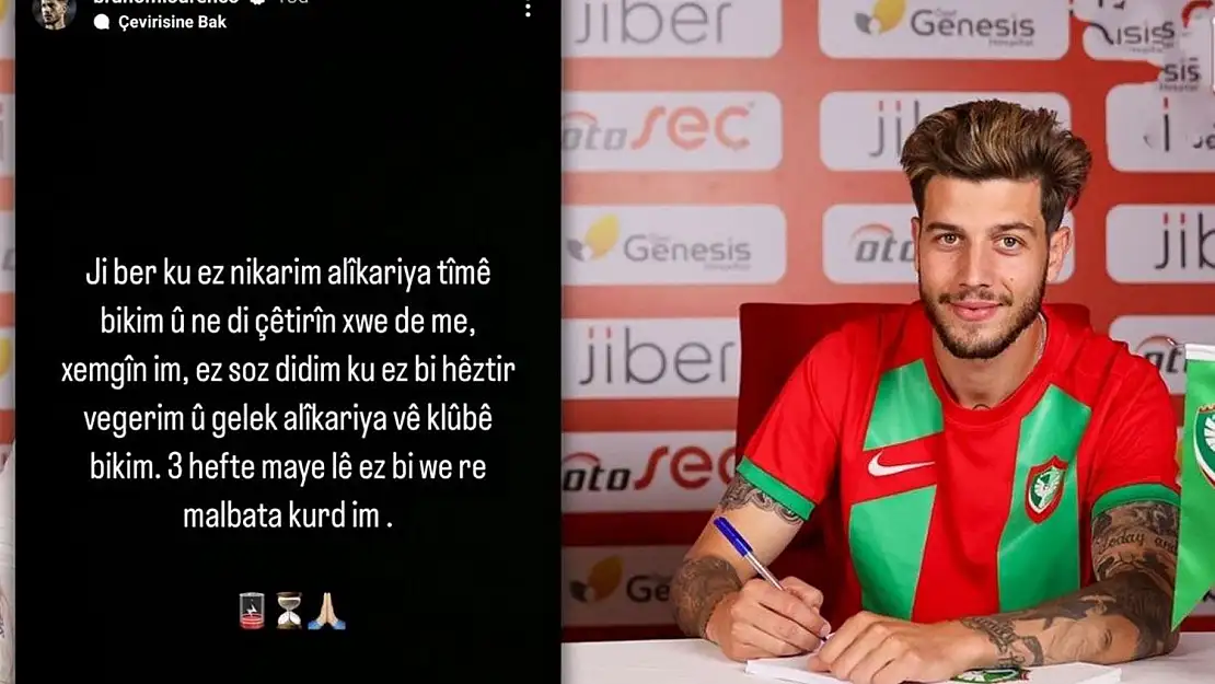 Amedspor'da sakatlık şoku: Lourenço kürtçe özür diledi